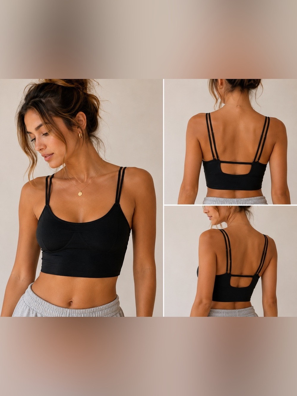 Free People Intimately Black Seamless Strappy Bralette Crop Top